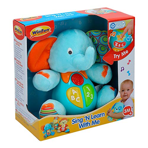 winfun - Peluche Elefante para bebés que habla y luces de colores, Idioma: Español (85178)