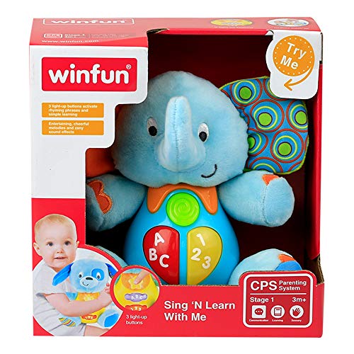 winfun - Peluche Elefante para bebés que habla y luces de colores, Idioma: Español (85178)