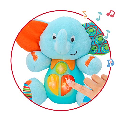 winfun - Peluche Elefante para bebés que habla y luces de colores, Idioma: Español (85178)