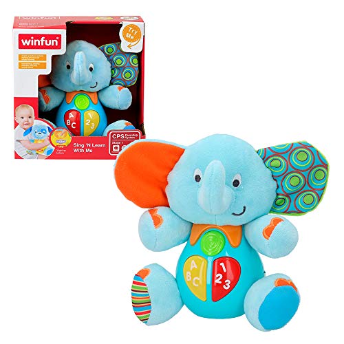 winfun - Peluche Elefante para bebés que habla y luces de colores, Idioma: Español (85178)