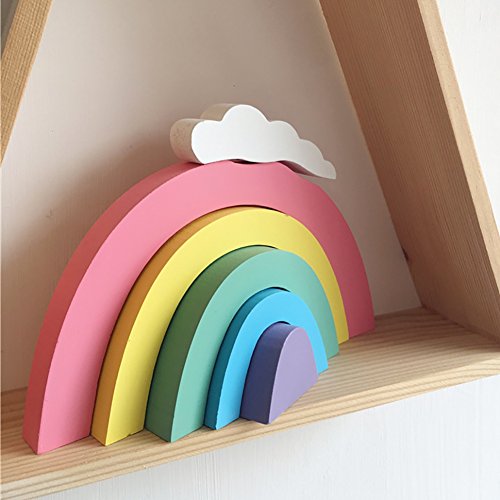 Wingbind Rainbow Bloques de construcción, estilo nórdico, hecho a mano, para el hogar, dormitorio, fiesta, boda, cumpleaños, guardería, cuna, baby shower decoración colgante