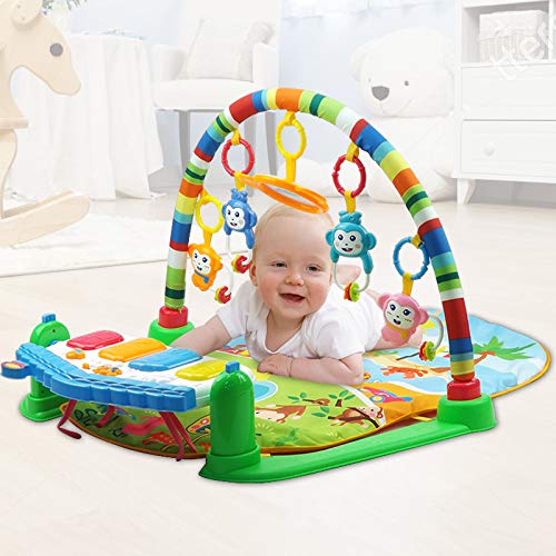 WYSWYG Baby Gym Play Mats para Floor, Kick and Play Piano Gym Centro de Actividades con música, Luces y Sonidos Juguetes para bebés y niños pequeños de 0 a 6 años 12 Meses (Blue House)