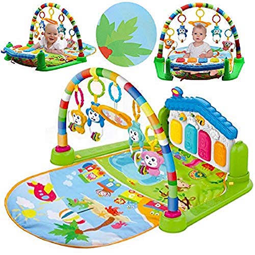 WYSWYG Baby Gym Play Mats para Floor, Kick and Play Piano Gym Centro de Actividades con música, Luces y Sonidos Juguetes para bebés y niños pequeños de 0 a 6 años 12 Meses (Blue House)