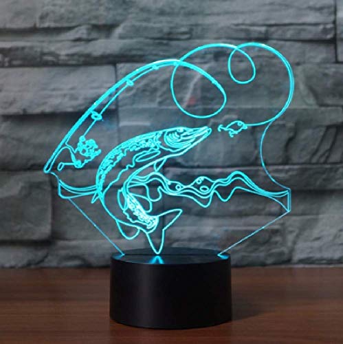 XKALXO 3D Night Light Creative Home Decor 16-Color Touch Remote Control Change Fishing Modelling Gifts Lámpara De Mesa Led Usb Vision Fish Kids Sleeping