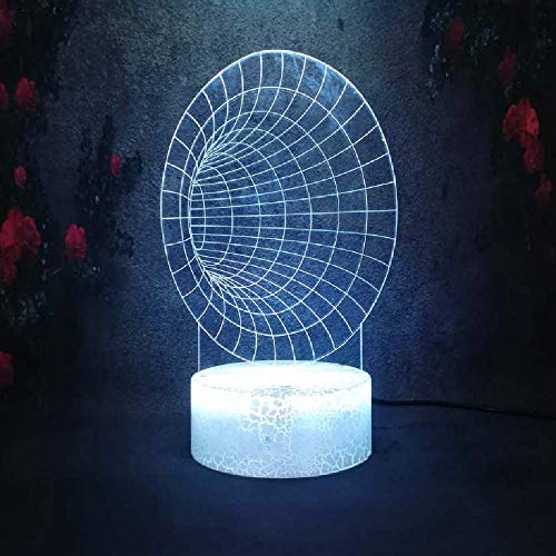 XKALXO 3D Night Light Led Illusion Crack Lámpara De Escritorio Magic Space Tunnel Shape 16 Color Remote Touch Control Gradient Night Light Usb Rechargeable Bedroom Bedside Light Child Gift