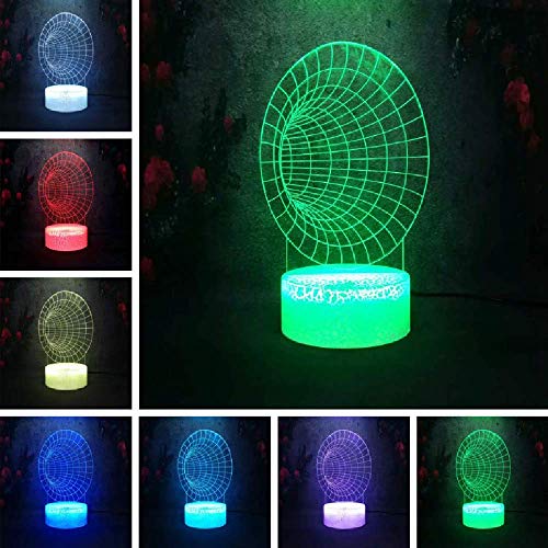 XKALXO 3D Night Light Led Illusion Crack Lámpara De Escritorio Magic Space Tunnel Shape 16 Color Remote Touch Control Gradient Night Light Usb Rechargeable Bedroom Bedside Light Child Gift