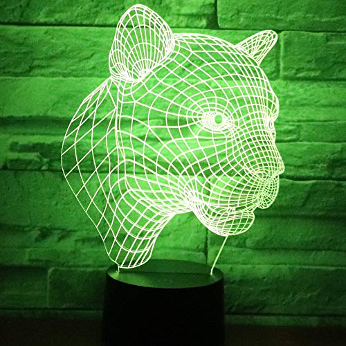 XKALXO 3D Night Light Led Night Light Leopard Side 16-Color Touch Remote Control Light Decoración Del Hogar Lámpara Increíble Visualización Ilusión Óptica Impresionante