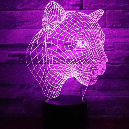 XKALXO 3D Night Light Led Night Light Leopard Side 16-Color Touch Remote Control Light Decoración Del Hogar Lámpara Increíble Visualización Ilusión Óptica Impresionante