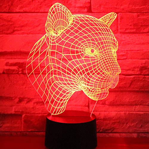 XKALXO 3D Night Light Led Night Light Leopard Side 16-Color Touch Remote Control Light Decoración Del Hogar Lámpara Increíble Visualización Ilusión Óptica Impresionante