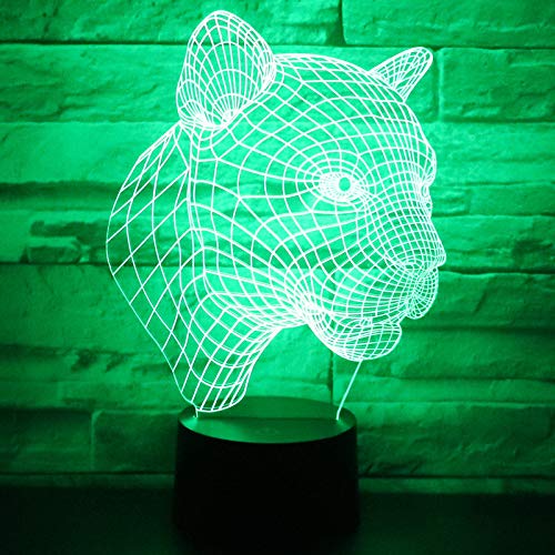 XKALXO 3D Night Light Led Night Light Leopard Side 16-Color Touch Remote Control Light Decoración Del Hogar Lámpara Increíble Visualización Ilusión Óptica Impresionante