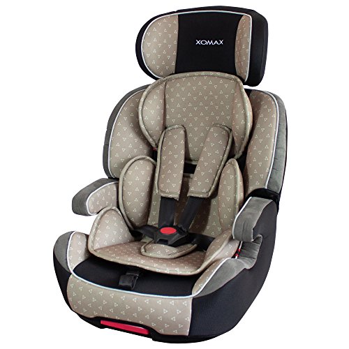 XOMAX XL-518 Silla de coche con ISOFIX I creciendo con usted I 9-36 kg, 1-12 años, grupo 1/2/3 I Arnés de 5 puntos y arnés de 3 puntos I Funda desmontable y lavable I ECE R44/04 I beige