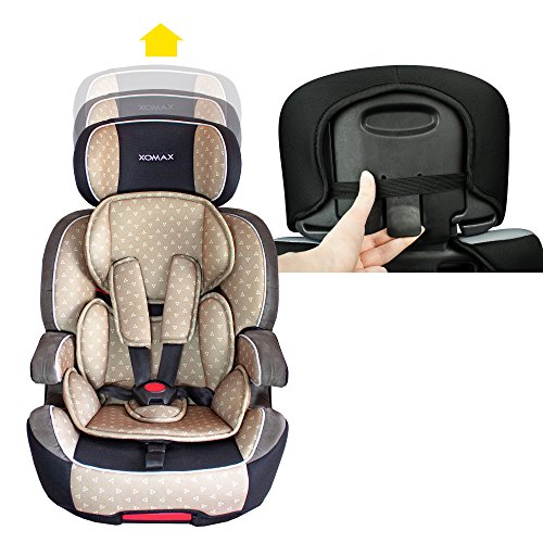 XOMAX XL-518 Silla de coche con ISOFIX I creciendo con usted I 9-36 kg, 1-12 años, grupo 1/2/3 I Arnés de 5 puntos y arnés de 3 puntos I Funda desmontable y lavable I ECE R44/04 I beige