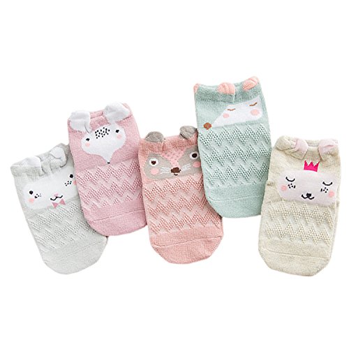 XPX Garment 5 Pares Animal Algodón Calcetines de Corte Bajo para Bebé Niños Niñas 0-3 años