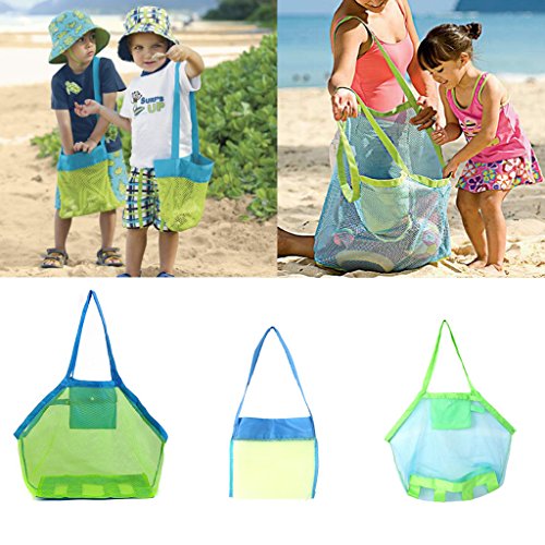 Xuniu Juguetes de Malla para Playa para niños, Bolsa de Almacenamiento para niños, Arena Plegable, Bolso de Mano, Red, Exterior, 01