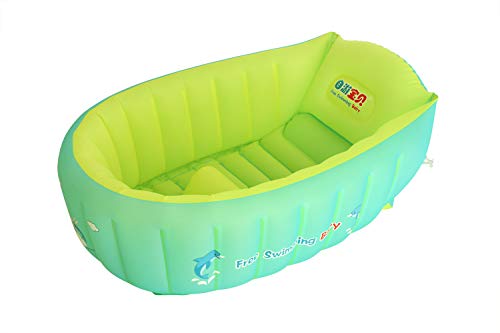 YAAVAAW Bañera Hinchable,Piscina Hinchable,Antideslizante Piscina Infantil Verano de Bañera Hinchable, Viaje Plegable Bañera para Ducha con Asiento Central de Cojín Suave (para 0-3 años)