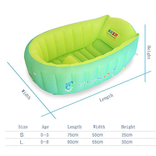 YAAVAAW Bañera Hinchable,Piscina Hinchable,Antideslizante Piscina Infantil Verano de Bañera Hinchable, Viaje Plegable Bañera para Ducha con Asiento Central de Cojín Suave (para 0-3 años)