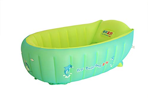 YAAVAAW Bañera Hinchable,Piscina Hinchable,Antideslizante Piscina Infantil Verano de Bañera Hinchable, Viaje Plegable Bañera para Ducha con Asiento Central de Cojín Suave (para 0-3 años)