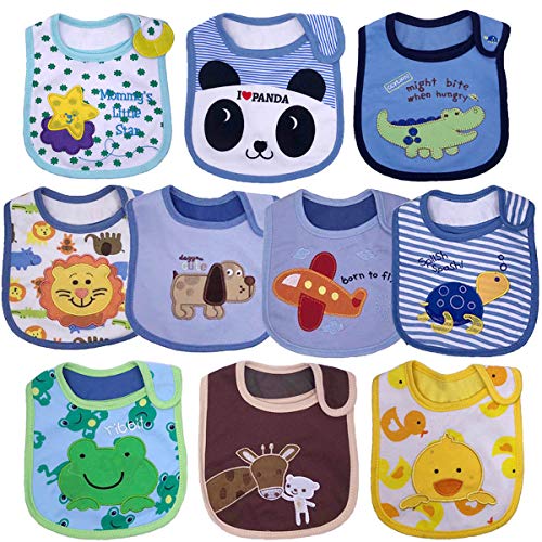 Yafane 10X Baberos Bebé Impermeables Algodón Baberos absorbentes Bandana Drool para Bebé Niños de 3 a 24 Meses