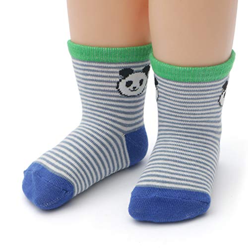 Yafane 12 Pares de Calcetines Antideslizantes para Niños Pequeños Algodón Lindo con Puños Calcetines Antideslizantes para Bebés (Color A, 1-3 años)