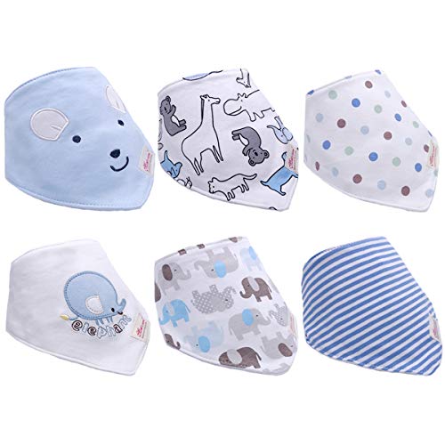 Yafane 6 x Baberos del Bebé Algodón Babero Bandana Absorbente para Niños