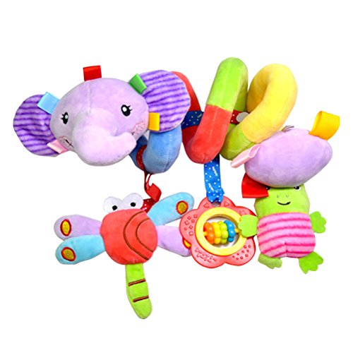 YeahiBaby Bebé Infantil Cuna Juguete Colgando Sonajeros Espiral Cochecito Juguete Educativo Juguetes de Peluche (Elefante)