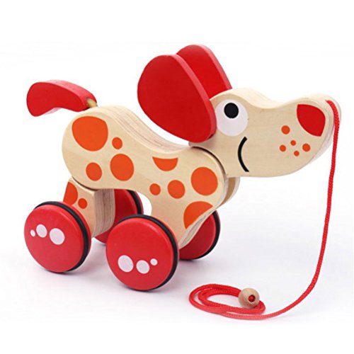 YeahiBaby Juguete para Arrastrar Perro Madera Arrastre Madera Bebe (Tractor para Perros)