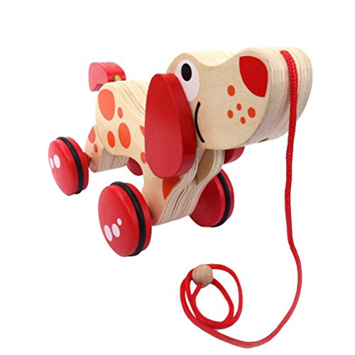 YeahiBaby Juguete para Arrastrar Perro Madera Arrastre Madera Bebe (Tractor para Perros)