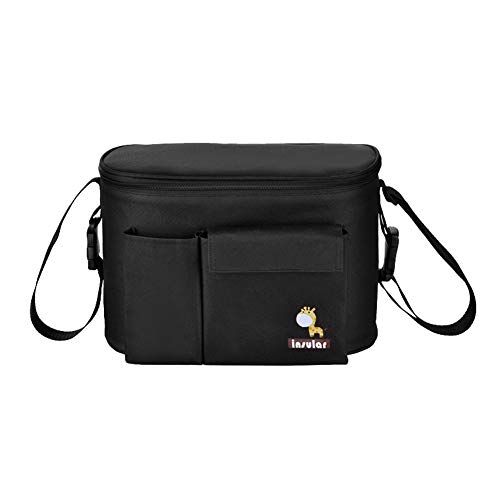 Yimidear Impermeable Totalizador Bolsa de Hombro Cochecito Almacenamiento de Pañales Bolsa de Mantener Temperatura Interna (negro)