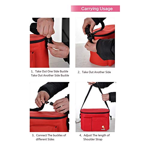 Yimidear Impermeable Totalizador Bolsa de Hombro Cochecito Almacenamiento de Pañales Bolsa de Mantener Temperatura Interna (rojo)