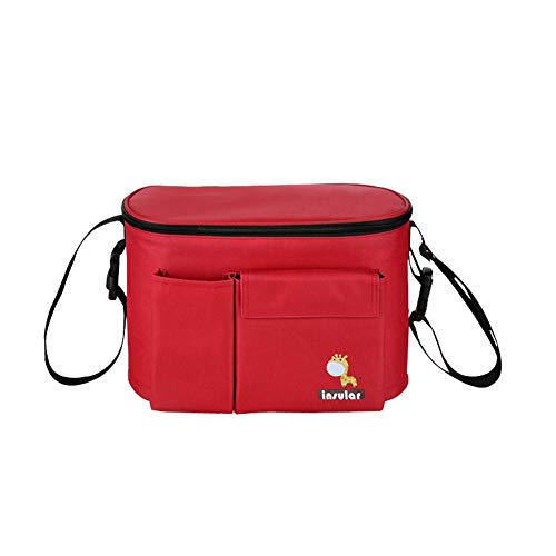 Yimidear Impermeable Totalizador Bolsa de Hombro Cochecito Almacenamiento de Pañales Bolsa de Mantener Temperatura Interna (rojo)