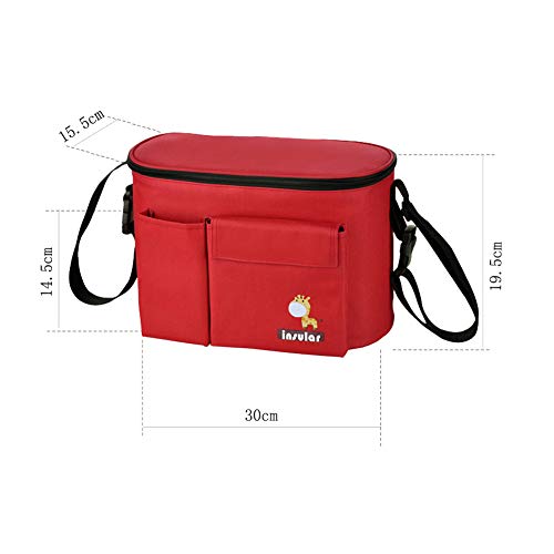 Yimidear Impermeable Totalizador Bolsa de Hombro Cochecito Almacenamiento de Pañales Bolsa de Mantener Temperatura Interna (rojo)