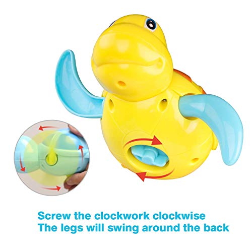 Yojoloin Bebé Baño de baño bañera de baño Juguete,Baby Bathing Clockwork Turtle El Pato Swimming Tub Pool Juguete para niños pequeños Boys Girls(5 Piezas)