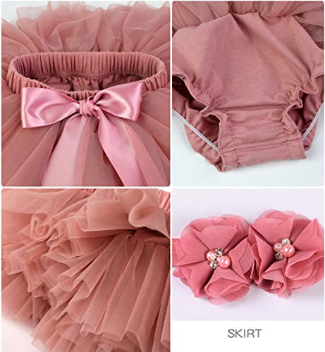 YONKINY Tulle Ballet Tutu Corta para Niñas+Venda Falda Capas Tul De Volantes Princesa para Danza Fiesta Boda Cumpleaños Fotografía (Rosa Oscuro, Talla L para 1-2 años)