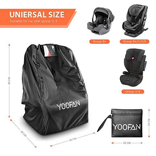 YOOFAN Bolsa de Transporte Protectora para Sillas para Coche, Bolso de Viaje para Cochecito Infantil - Resistente al Agua, Almacenamiento para Avión, Identificación Fácil en el Aeropuerto (Negro)