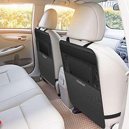 YOOFAN Organizador Coche(2 Pack) Universal Organizador Asiento Coche,Impermeable Organizador Coche Niños,Multi-Bolsillos Organizador para Coche,Organizador Coche Asiento con Soporte de iPad