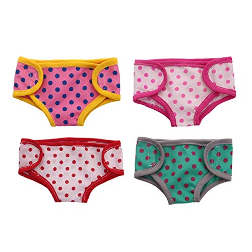 YUENA CARE 4pcs Bragas De Capa, Pañales de Tela para Muñeca de 18 Pulgadas con Dibujos de Punto #1