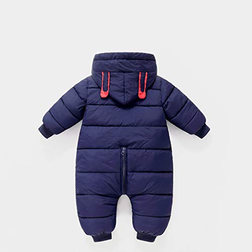 YWLINK 0-24 Meses Bebé Ropa Abrigada Mono De AlgodóN con Capucha Mameluco Grueso Chaqueta De Plumas Calidez Al Aire Libre A Prueba De Viento Abrigo Suave Ropa para Bebé(Azul,0-3 meses/73)