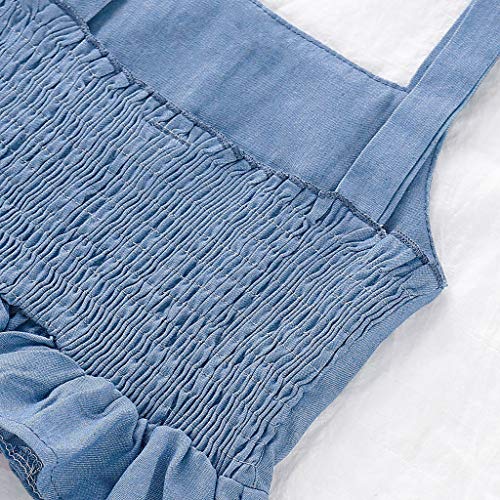 YWLINK Conjunto Bebé NiñAs Verano Mezcla De AlgodóN Sleeveless Plisada Sling Top Camiseta Manga Corta + Arco Pantalones Conjunto Moda Casual Lindo Regalo De CumpleañOs Fiesta(Azul,12-18 meses/90)