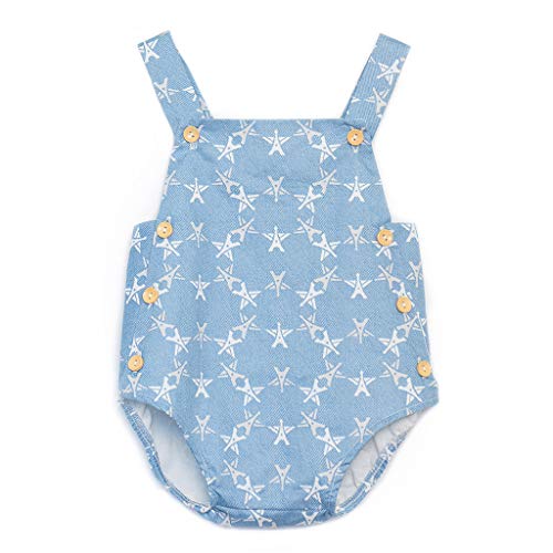 YWLINK Mono De Bebe NiñA NiñO,Verano Mameluco De ImpresióN Lindo Dibujos Animados Sin Mangas Conjuntos Traje De Rastreo Vestido De NiñA para Bautizo Casual CóModo De Edad(Y-Azul,18-24 meses/100)