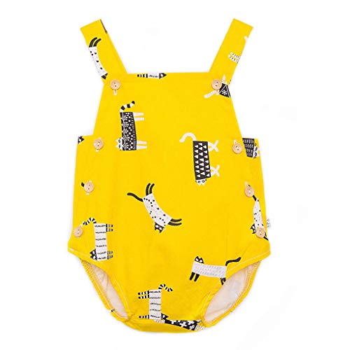 YWLINK Mono De Bebe NiñA NiñO,Verano Mameluco De ImpresióN Lindo Dibujos Animados Sin Mangas Conjuntos Traje De Rastreo Vestido De NiñA para Bautizo Casual CóModo Edad(Y-Amarillo,3-6 meses/70)