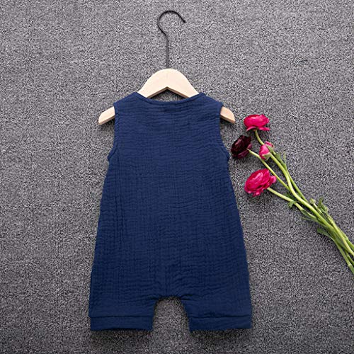 YWLINK Mono De Bebe,ReciéN Nacido Verano Mezcla De AlgodóN NiñO Sin Mangas Color SóLido Doblar Camisola Mono Lindo Ocio Y Confort Ropa De Bebe Fiesta CumpleañOs Regalo(Azul,3-6 meses/70)