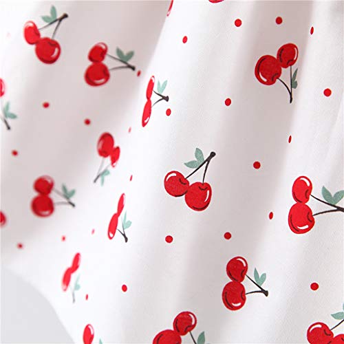 YWLINK NiñAs 2PC Verano Vestido Sin Mangas con Estampado De Cereza con Volantes Vestido De Princesa+Sombrero De Paja Lindo Ropa De NiñOs Muy Bonito Regalo(Rojo,12-18 Months/80/7/8)