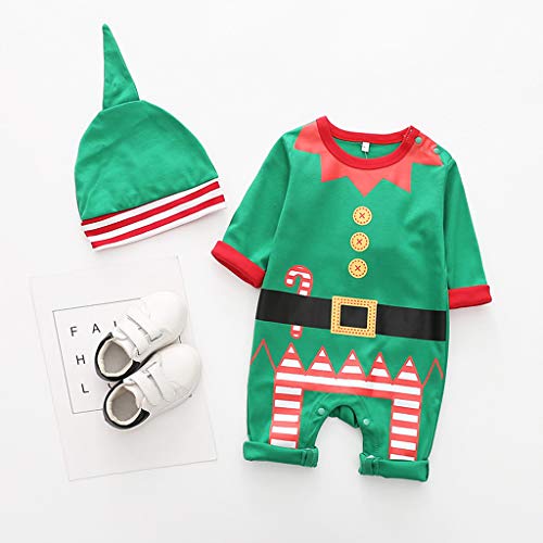 YWLINK Ropa De Bebe ReciéN Nacido Traje De Navidad Navidad Dibujos Animados Sombrero Gorro Mameluco Mono Mono Mezcla De AlgodóN Pijama Suave Y CóModo 0-24 Meses Disfraz Divertido Lindo Juego De Roles