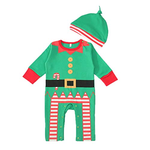 YWLINK Ropa De Bebe ReciéN Nacido Traje De Navidad Navidad Dibujos Animados Sombrero Gorro Mameluco Mono Mono Mezcla De AlgodóN Pijama Suave Y CóModo 0-24 Meses Disfraz Divertido Lindo Juego De Roles