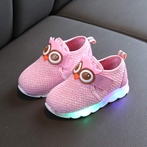 YWLINK Zapatos Ligeros LDE Bebé NiñO NiñA Zapatillas De Deporte Casuales Zapatillas Iluminadas Antideslizante Transpirable Zapatos De Dibujos Animados Iluminados Forma De BúHo Regalo De CumpleañOs