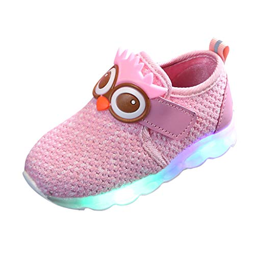 YWLINK Zapatos Ligeros LDE Bebé NiñO NiñA Zapatillas De Deporte Casuales Zapatillas Iluminadas Antideslizante Transpirable Zapatos De Dibujos Animados Iluminados Forma De BúHo Regalo De CumpleañOs