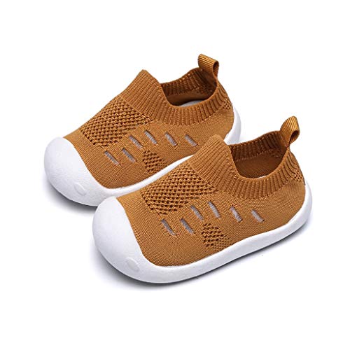 YWLINK Zapatos,Transpirable Zapatillas De Deporte Chicos Y Chicas De Color Caramelo Que Vuelan Tejido Deportivo De Tela EláStica Zapatos Casuales Fondo Blando Antideslizante CóModo(Amarillo,23EU)