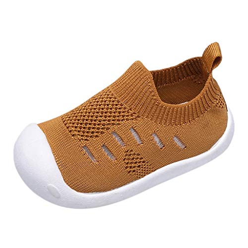 YWLINK Zapatos,Transpirable Zapatillas De Deporte Chicos Y Chicas De Color Caramelo Que Vuelan Tejido Deportivo De Tela EláStica Zapatos Casuales Fondo Blando Antideslizante CóModo(Amarillo,23EU)