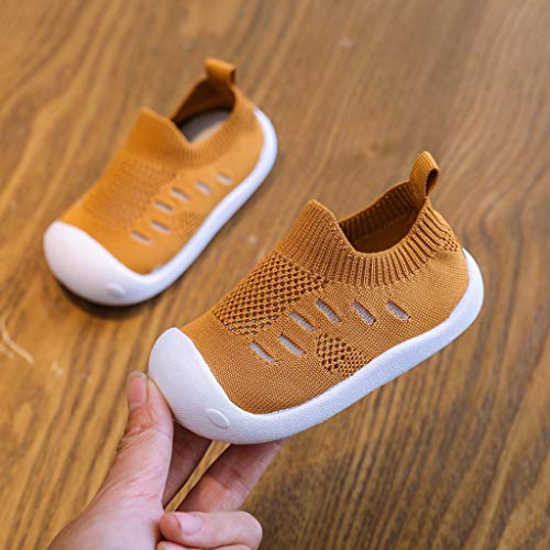 YWLINK Zapatos,Transpirable Zapatillas De Deporte Chicos Y Chicas De Color Caramelo Que Vuelan Tejido Deportivo De Tela EláStica Zapatos Casuales Fondo Blando Antideslizante CóModo(Amarillo,23EU)