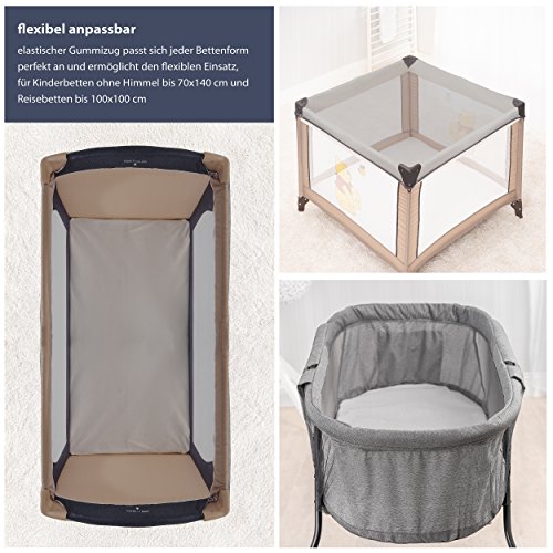 Zamboo Mosquitera universal para cuna de viaje - Red antiinsectos de malla fina para cunas y minicunas 120x60 / 80x50 cm - resistente y lavable, color gris